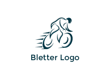 logo with an outline of a biker riding a bicycle