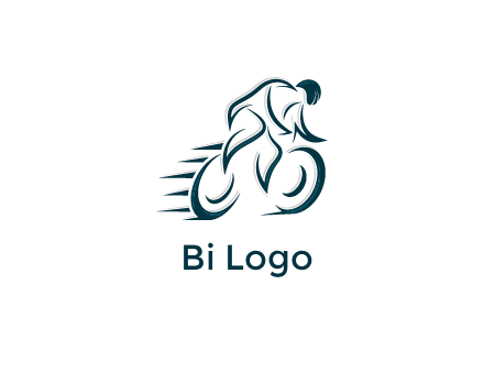 logo with an outline of a biker riding a bicycle