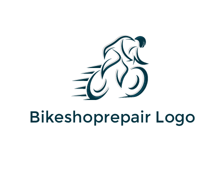 logo with an outline of a biker riding a bicycle