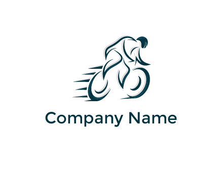 logo with an outline of a biker riding a bicycle