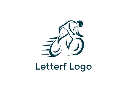 logo with an outline of a biker riding a bicycle