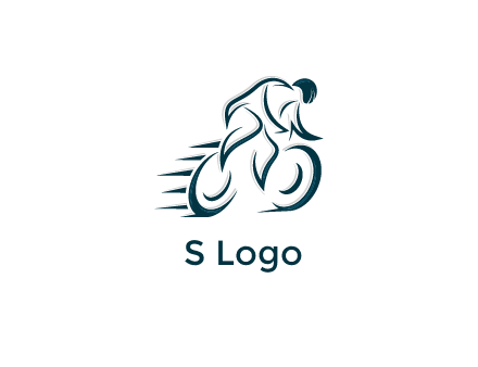 logo with an outline of a biker riding a bicycle