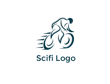 logo with an outline of a biker riding a bicycle