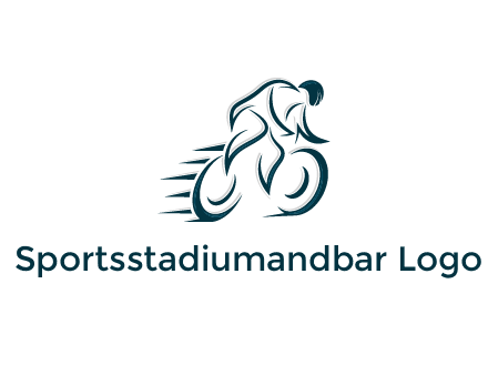 logo with an outline of a biker riding a bicycle