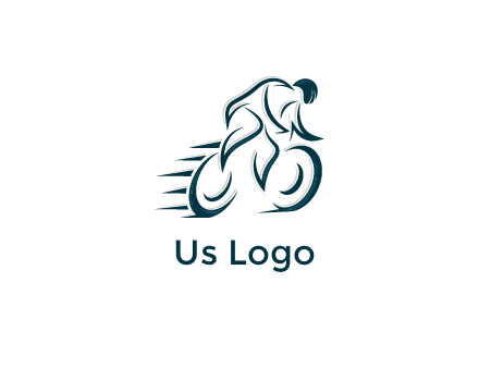 logo with an outline of a biker riding a bicycle