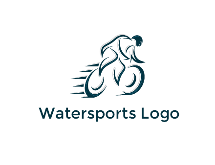 logo with an outline of a biker riding a bicycle