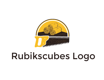 wood logs and saw logo