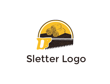 wood logs and saw logo