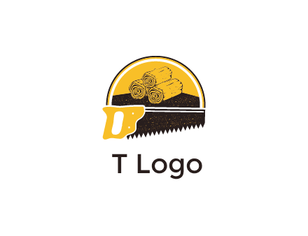 wood logs and saw logo