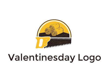 wood logs and saw logo