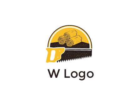 wood logs and saw logo