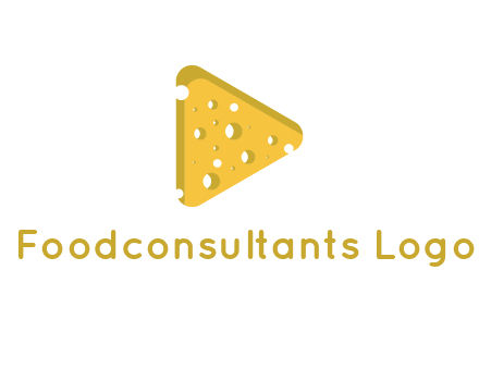 two rounded triangles of cheese forming a logo