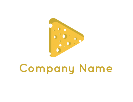 two rounded triangles of cheese forming a logo