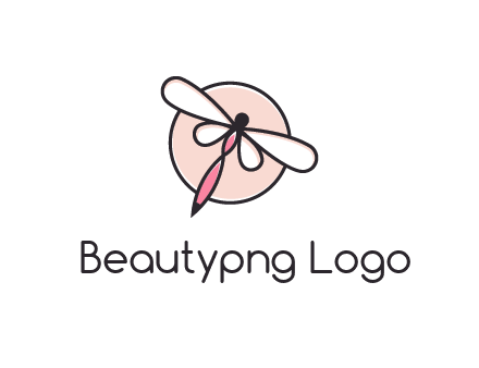 dragonfly slanting over a circle logo