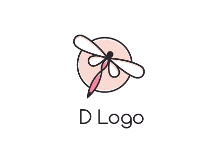 dragonfly slanting over a circle logo