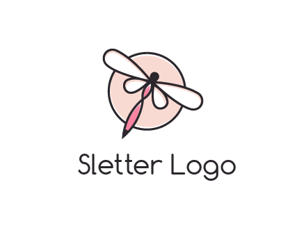 dragonfly slanting over a circle logo