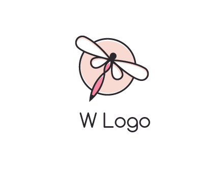 dragonfly slanting over a circle logo