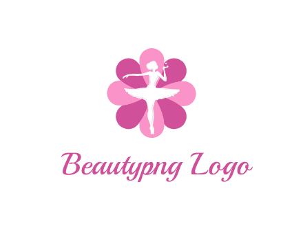 ballerina in a feminine flower shaped logo