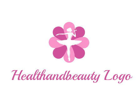 ballerina in a feminine flower shaped logo