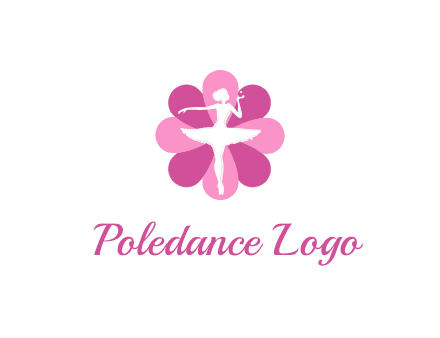 ballerina in a feminine flower shaped logo