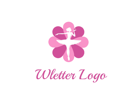 ballerina in a feminine flower shaped logo