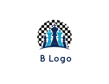 chess pieces  with a chessboard background logo