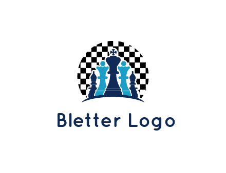 chess pieces  with a chessboard background logo