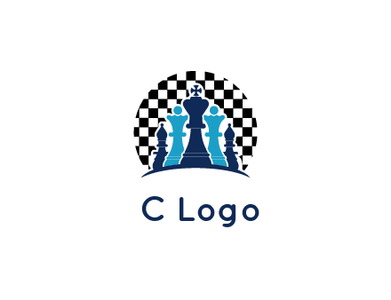 chess pieces  with a chessboard background logo