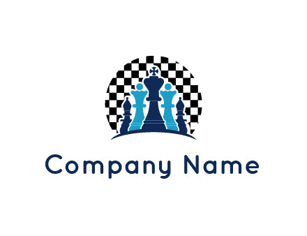 chess pieces  with a chessboard background logo