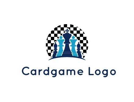 chess pieces  with a chessboard background logo