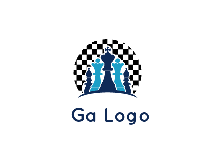 chess pieces  with a chessboard background logo