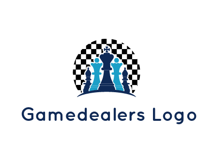 chess pieces  with a chessboard background logo