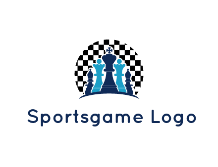 chess pieces  with a chessboard background logo