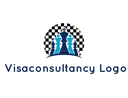 chess pieces  with a chessboard background logo