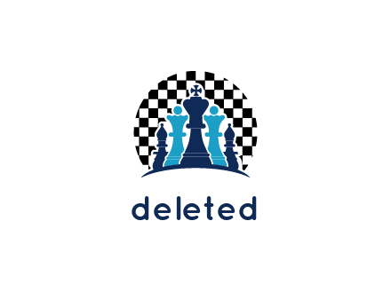 chess pieces  with a chessboard background logo