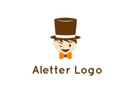 winking character with bow tie and top hat