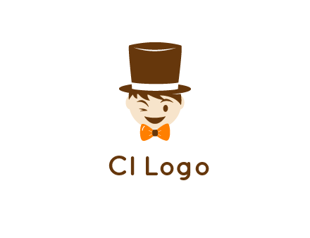 winking character with bow tie and top hat