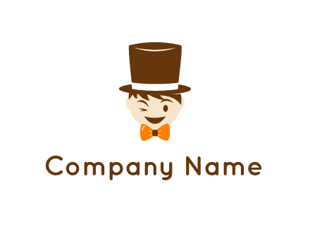 winking character with bow tie and top hat