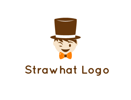 winking character with bow tie and top hat