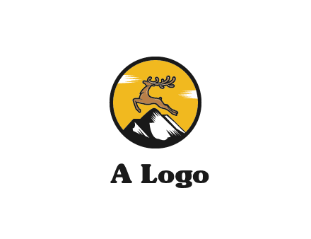 reindeer jumping over mountains logo