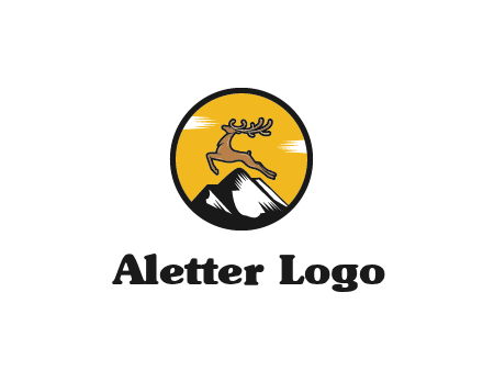 reindeer jumping over mountains logo