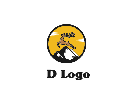 reindeer jumping over mountains logo