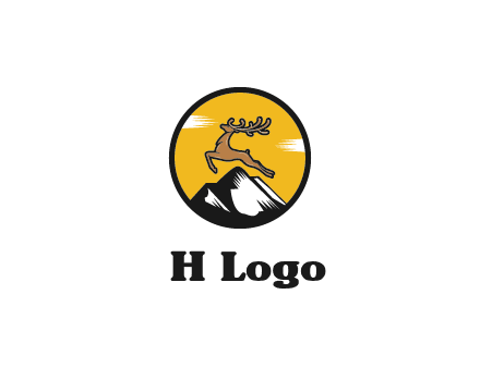 reindeer jumping over mountains logo