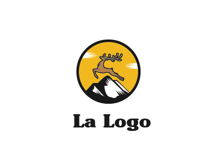 reindeer jumping over mountains logo