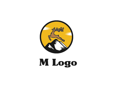 reindeer jumping over mountains logo