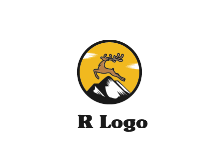 reindeer jumping over mountains logo