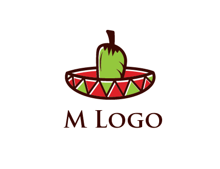 Mexican hat with green chili pepper