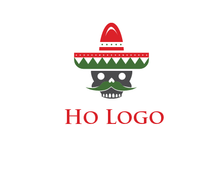 skull with mustache and Mexican hat icon