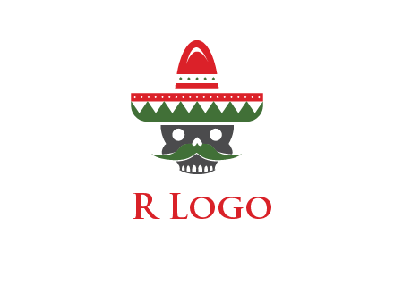 skull with mustache and Mexican hat icon