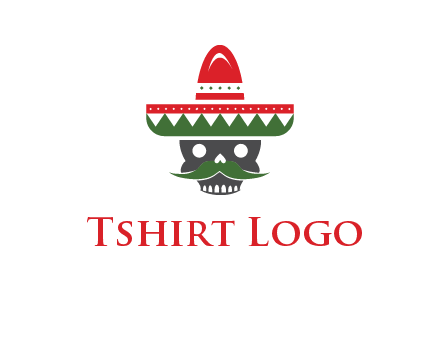 skull with mustache and Mexican hat icon